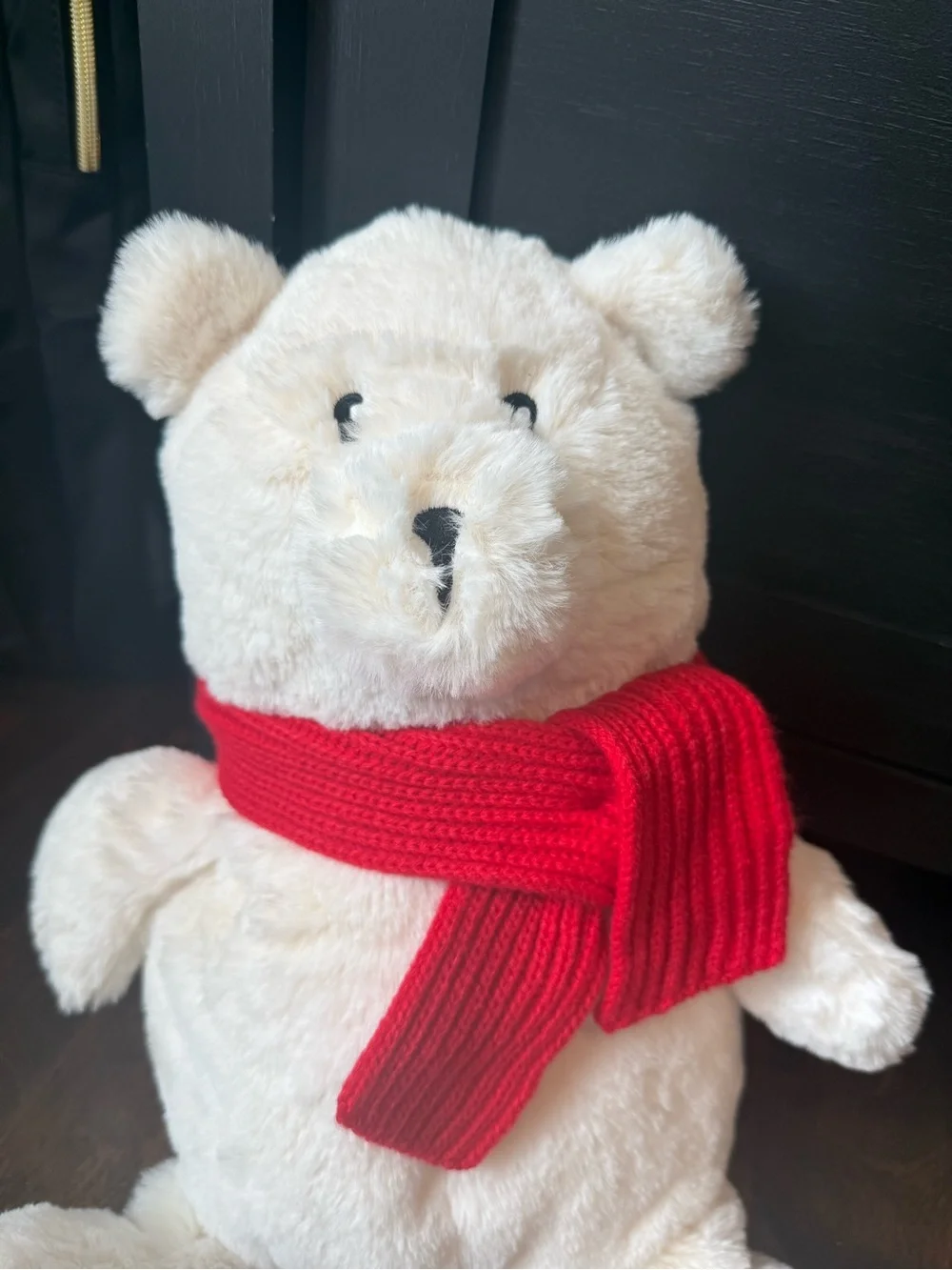 Plush White Teddy Bear with Red Scarf - Kids Toys